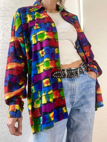 1990s VERSACE Jeans Couture Men's Tie Dye Shirt. L