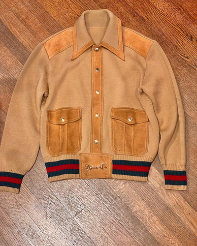 Vintage 1970s Men's GUCCI Wool and Suede Jacket. S/M