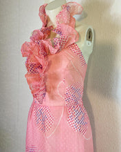 Load image into Gallery viewer, 1970s Ruffled Pink Chiffon Halter Dress. size 4