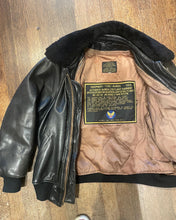 Load image into Gallery viewer, Vintage 1970s Black Leather Avirex B-15 Flight Bomber. M