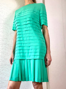 Vintage 1980s Louis Feraud Pleated Chiffon Dress. fits 6-10