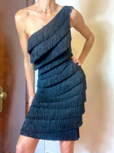 Load image into Gallery viewer, Vintage 1950s CEIL CHAPMAN One Shoulder Fringe Dress. Size 4