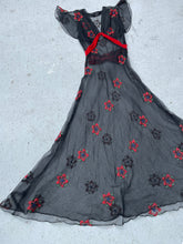 Load image into Gallery viewer, 1930s Embroidered  Silk Thulle Dress. XS