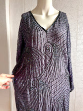 Load image into Gallery viewer, 1970s/80s Silk Beaded Art Deco Dress. M