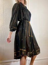 Load image into Gallery viewer, 1970s Cotton Voile Painted Smock Dress. M-XL