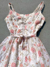 Load image into Gallery viewer, 1970s Roses Corsetted Prairie Dress. XS