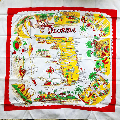 1950's Deadstock Linen/Cotton Souvenir Table Cloth