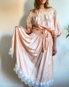 1980s Vintage Silk Damask Nicole Miller Dress. M/L
