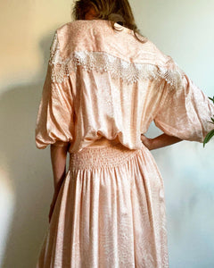 1980s Vintage Silk Damask Nicole Miller Dress. M/L