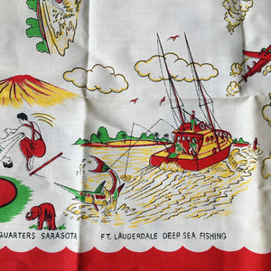1950's Deadstock Linen/Cotton Souvenir Table Cloth