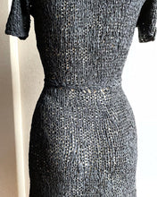 Load image into Gallery viewer, Vintage 1940&#39;s Black Ribbon Crochet Dress. S