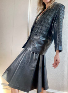 Vintage 1980's Soft Leather Skirt and Jacket Set. M