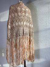 Load image into Gallery viewer, Amazing Vintage 1920&#39;s Silk Ribbon Macrame Crochet Shawl