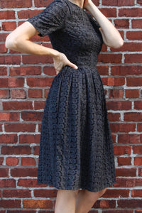 <img  src="vintage eyelet dress"  alt="1950's vintage black cotton eyelet day dress"