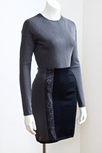 <img  src="vintage Azzedine Alai body suit"  alt="1980's Azzedine Alaia skirt and body set"